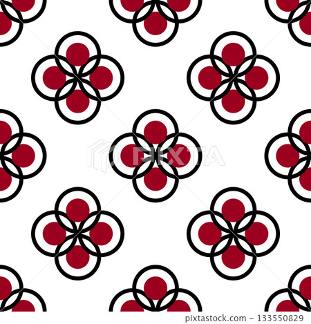 Seamless pattern of red black stylized flowers 133550829