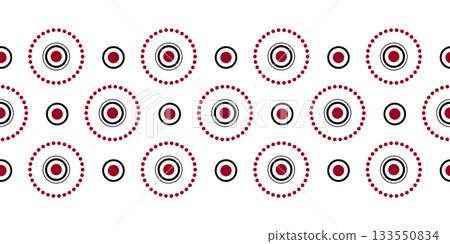Seamless geometry border red black round elements 133550834