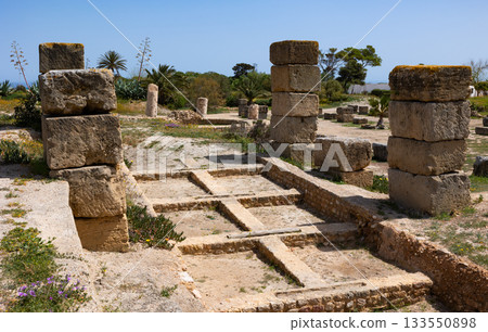 Stone ruins of ancient Carthage Punic Ports in Tunisia Stone ruins of ancient Carthage Punic Ports in Tunisia 133550898