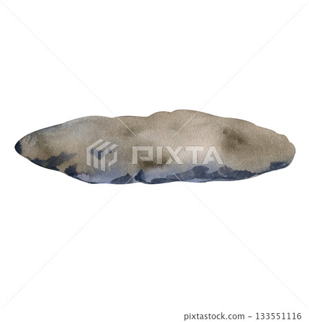 Watercolor illustration of a long flat stone with natural earthy texture and soft gradients. Ideal for nature designs, landscapes, botanical compositions, outdoor themes, branding, stickers, and craft Watercolor illustration of a long flat stone with natural earthy texture and soft gradients. Ideal for nature designs, landscapes, botanical compositions, outdoor themes, branding, stickers, and craft 133551116