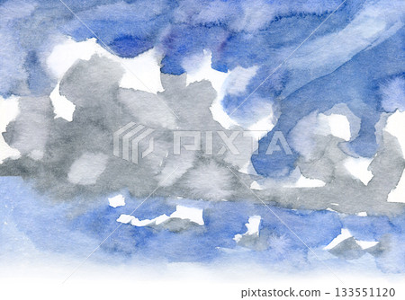Soft watercolor sky painted in cool blue and gray tones, creating a calm and atmospheric mood. The abstract cloudy shapes suggest a peaceful northern landscape with delicate blended textures. Soft watercolor sky painted in cool blue and gray tones, creating a calm and atmospheric mood. The abstract cloudy shapes suggest a peaceful northern landscape with delicate blended textures. 133551120