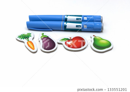 Ozimpic pen with fruit and vegetable symbols for weight loss Ozimpic pen with fruit and vegetable symbols for weight loss 133551201