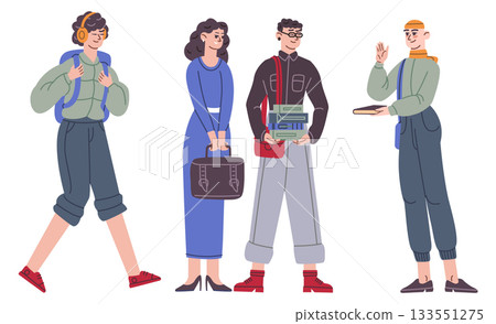 Students color characters. Teenagers or young adult people 133551275