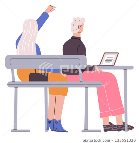 Students on lecture rear view. Training people icon 133551320