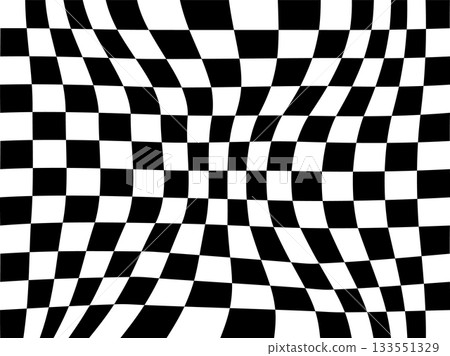 Optical illusion. Square pattern distortion Black white 133551329