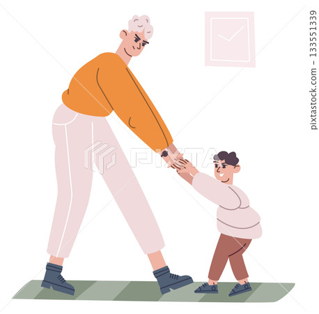 Kid bad behavior. Parenting stress color icon 133551339