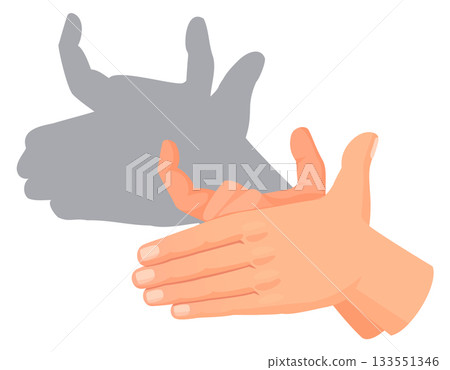 Farm animal shadow theater play. Cow gesture 133551346