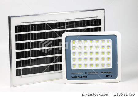 Solar panel for LED outdoor lighting, Solar powered led assembler mounts street light to bracket. Solar panel for LED outdoor lighting, Solar powered led assembler mounts street light to bracket. 133551450