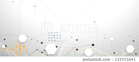 Abstract technology and science hexagon background, DNA strands, connected neural web Abstract technology and science hexagon background, DNA strands, connected neural web 133551641