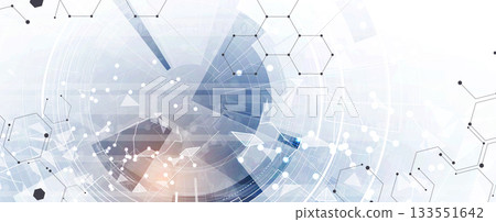 Abstract technology and science hexagon background, DNA strands, connected neural web Abstract technology and science hexagon background, DNA strands, connected neural web 133551642