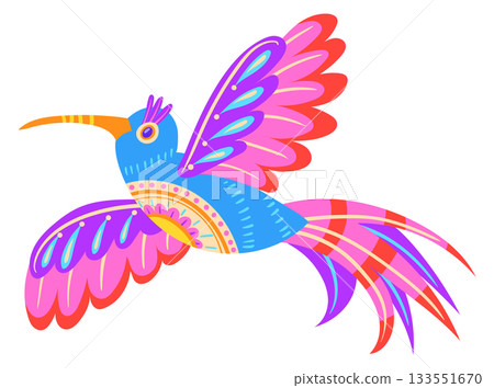 Flying bird in alebrije style. Colorful mexican motif Flying bird in alebrije style. Colorful mexican motif 133551670