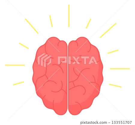 Shining brain icon. Smart mind color symbol Shining brain icon. Smart mind color symbol 133551707
