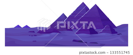 Egyptian pyramids night landscape. Dark daytime scene 133551745