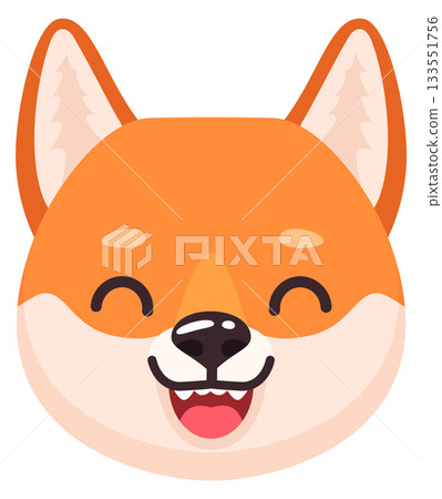 Laughing dog face cartoon emoji. Comic head 133551756