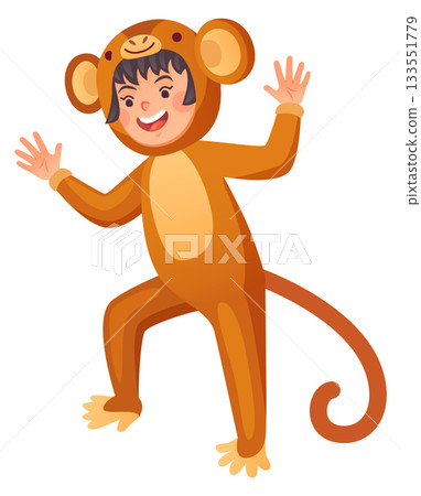 Monkey costume kid. Funny animal party outfit Monkey costume kid. Funny animal party outfit 133551779