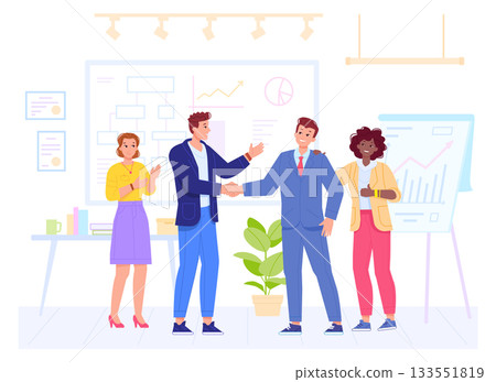 Men handshaking for successful deal. Partnership color icon 133551819