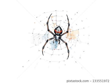 Vector illustration of the spider on the web. 133551972