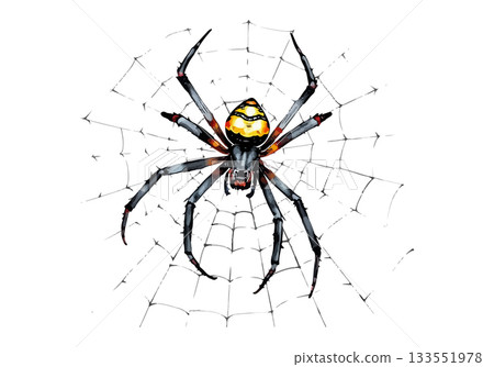 Vector illustration of the spider on the web. 133551978