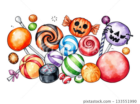 Vector illustration of a cute Halloween sweets and candies. 133551990