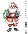 Santa Claus with presents watercolor vector illustration. 133552256