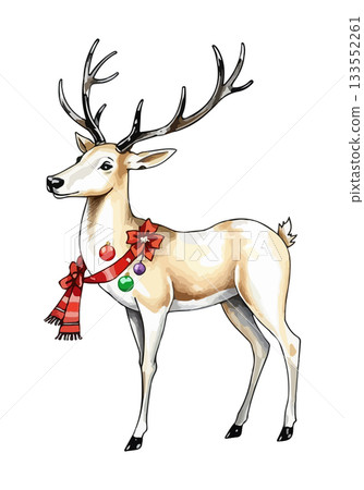 Christmas deer watercolour vector illustration. Christmas deer watercolour vector illustration. 133552261