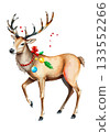 Christmas deer watercolour vector illustration. 133552266