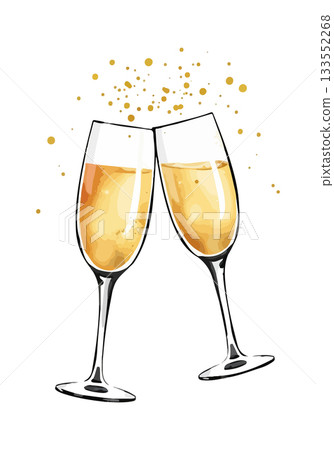 Two glasses of champagne vector illustration. 133552268