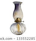 Sketch of cozy vintage oil lamp by watercolor and line 133552285