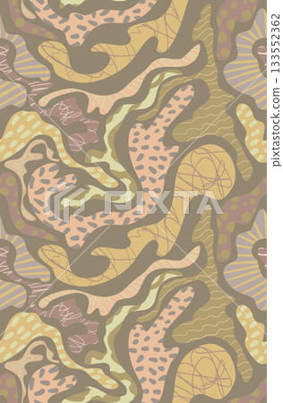 Abstract earthtone organic shapes vector seamless pattern with soft muted modern design elements Abstract earthtone organic shapes vector seamless pattern with soft muted modern design elements 133552362