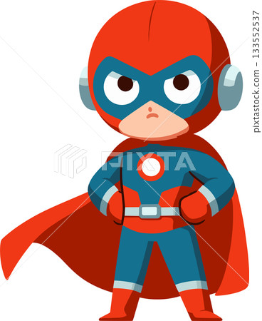Illustration of a red and blue masked hero Illustration of a red and blue masked hero 133552537