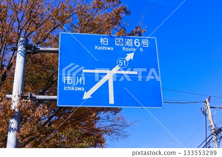 Kashiwa National Route 6 Ichikawa Blue Sign Kashiwa National Route 6 Ichikawa Blue Sign 133553299