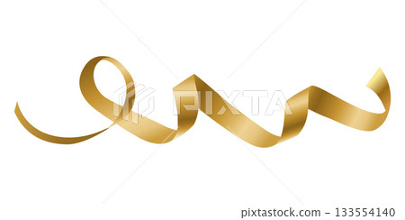 Decorative gold ribbon isolated on white background. Christmas and new year holiday decoration. Vector illustration Decorative gold ribbon isolated on white background. Christmas and new year holiday decoration. Vector illustration 133554140