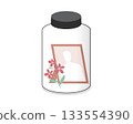 Memorial Jar with Portrait and Flowers to think of your beloved one from memory 133554390