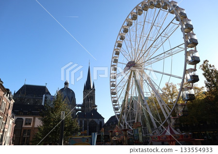 Aachen Cathedral and Ferris Wheel 133554933