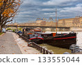 Houseboat and bridge in Paris France 133555044