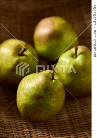 La France pears from Yamagata Prefecture served in a colander 133555359