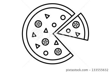 切片披薩的簡單圖標素材 133555632