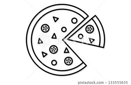切片披薩的簡單圖標素材 切片披薩的簡單圖標素材 133555635