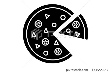 切片披薩的簡單圖標素材 133555637