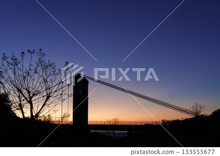 Wind Suspension Bridge, Winter Sunrise, Hadano, Kanagawa Prefecture 133555677