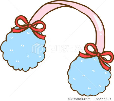 Coquette Cozy Winter Blue Fluffy Earmuffs with Red Ribbon Bows Cartoon Hand Drawn Coquette Cozy Winter Blue Fluffy Earmuffs with Red Ribbon Bows Cartoon Hand Drawn 133555803