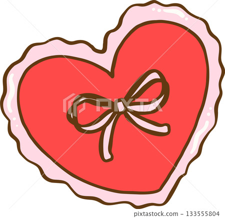 Coquette Cozy Heart Pillow with Red Ribbon Bows Cartoon Hand Drawn Coquette Cozy Heart Pillow with Red Ribbon Bows Cartoon Hand Drawn 133555804