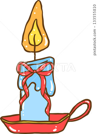 Coquette Cozy Winter Blue Burning Light Candle with Red Ribbon Bows Cartoon Hand Drawn Coquette Cozy Winter Blue Burning Light Candle with Red Ribbon Bows Cartoon Hand Drawn 133555810