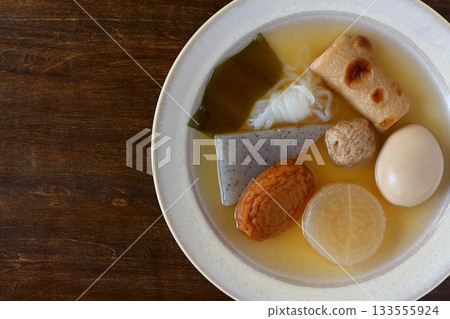 Oden on a table background seen from directly above 133555924