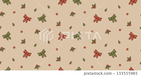 Christmas bow seamless pattern Christmas bow seamless pattern 133555965