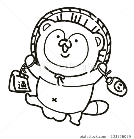 Tanuki figurine/Cute tanuki illustration line drawing Tanuki figurine/Cute tanuki illustration line drawing 133556059