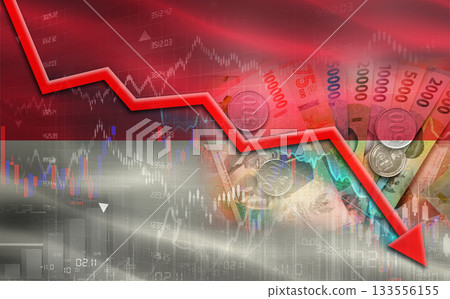 Indonesia financial fall on economy market. Indonesian financial crisis on economic graph Indonesia financial fall on economy market. Indonesian financial crisis on economic graph 133556155