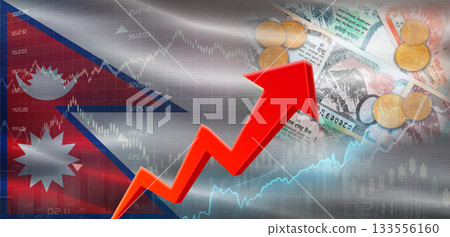 Nepal Financial Growth on Market Graph. Nepal Economic Growth on Financial Graph 133556160