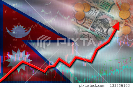 Nepal economic growth on financial graph. Nepali financial growth on market graph Nepal economic growth on financial graph. Nepali financial growth on market graph 133556163