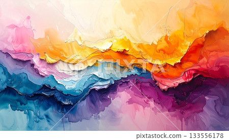 Abstract mixed texture background of watercolor and oil paint blending together 133556178